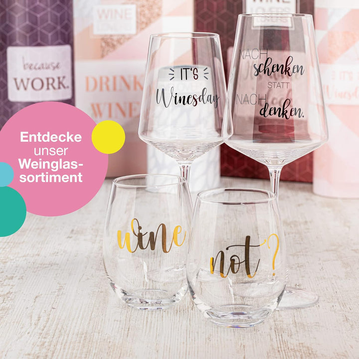 ILP 2er Set XXL Weinglas 750 ml - It's wine o'clock Geschenkset Wein Geschenk mit witzigem Weinglas