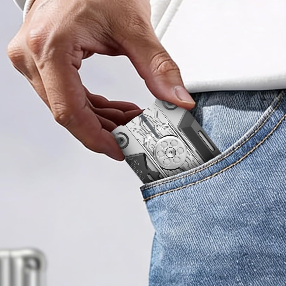 20 in 1 Faltbares Multitool Kreditkarte Edelstahl Werkzeugkarte mit Zange,Messer,Flaschenöffner Komp