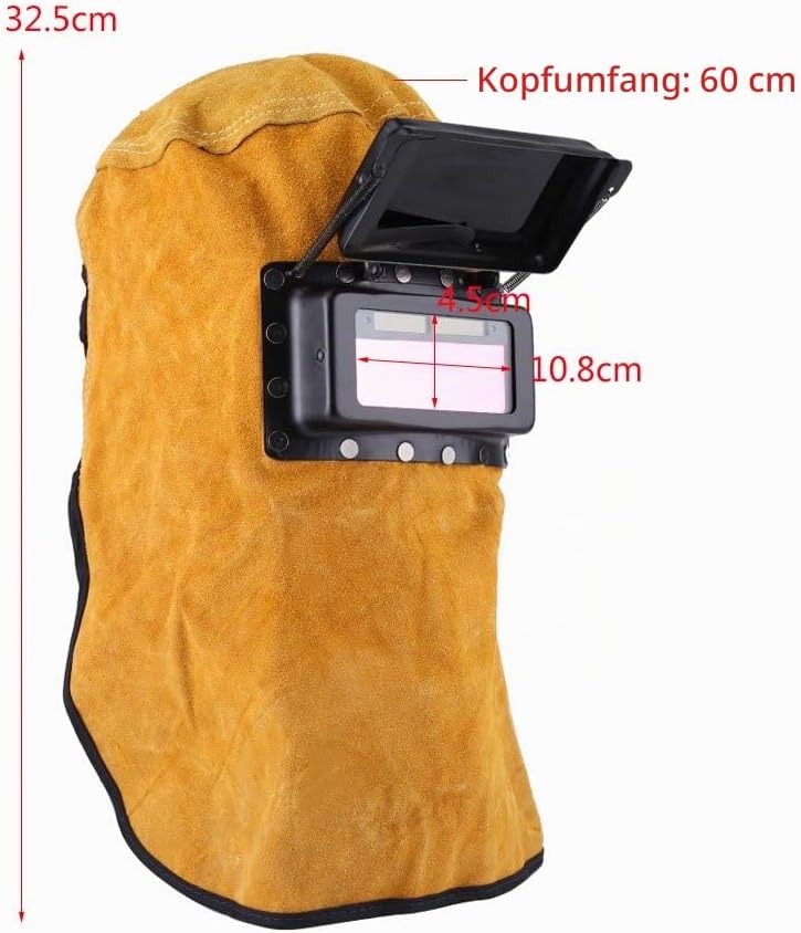 Schweisserhaube mit Auto Verdunkelung Filter Objektiv, Ledermaske Durable Gute Qualität