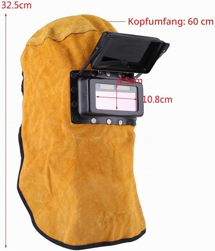 Schweisserhaube mit Auto Verdunkelung Filter Objektiv, Ledermaske Durable Gute Qualität