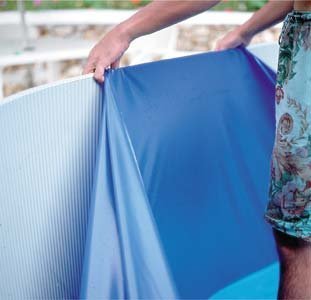 Gre SP738F – Blaue Auskleidung für runde Aufstellpools mit den Massen 730 x 375 x 130 cm, mit Overla
