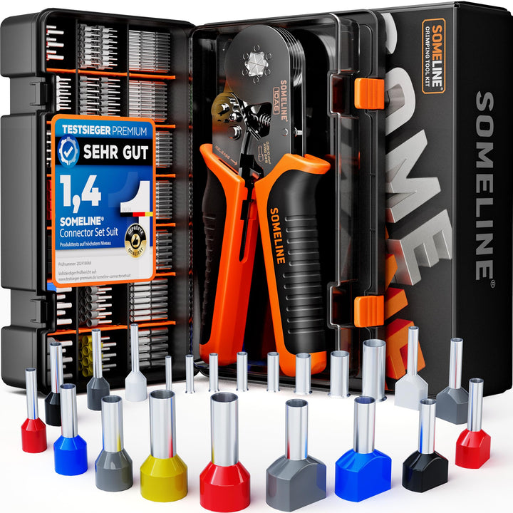 SOMELINE® Sechskant Crimpzange Set, mit 21 Arten Aderendhülsen, [0,25-6mm²] Sechskant Aderendhülsenz