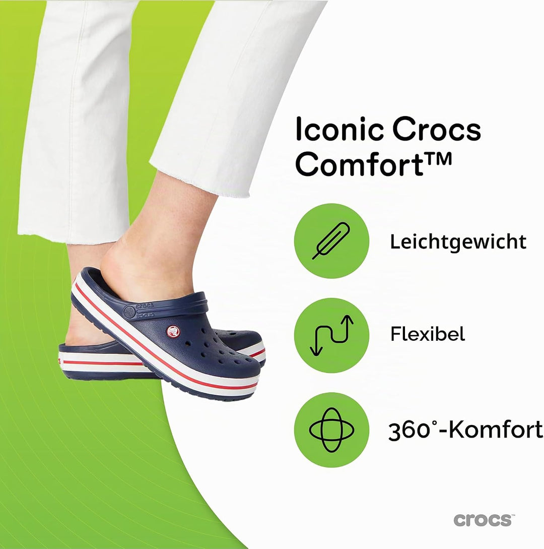 crocs Unisex-Erwachsene Crocband Clogs, Weiss (White 100), 39/40 EU 45/46 EU Navy, 45/46 EU Navy