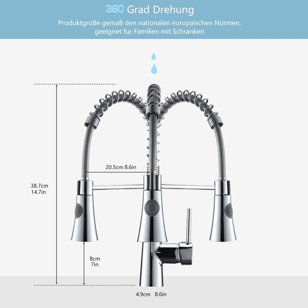 TIMACO Wasserhahn Küche Chrom 360° Drehbar Küchenarmatur mit Brause Mischbatterie Küche Armatur Küch