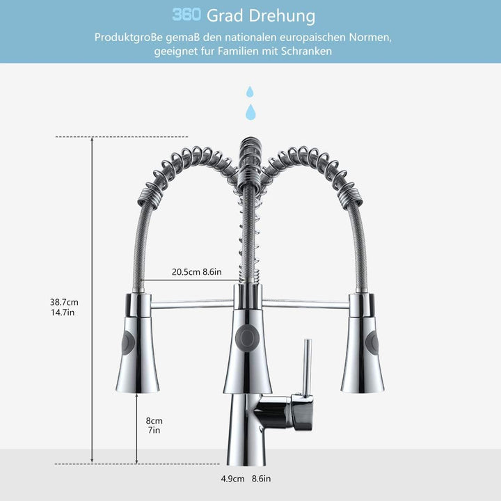 TIMACO Wasserhahn Küche Chrom 360° Drehbar Küchenarmatur mit Brause Mischbatterie Küche Armatur Küch