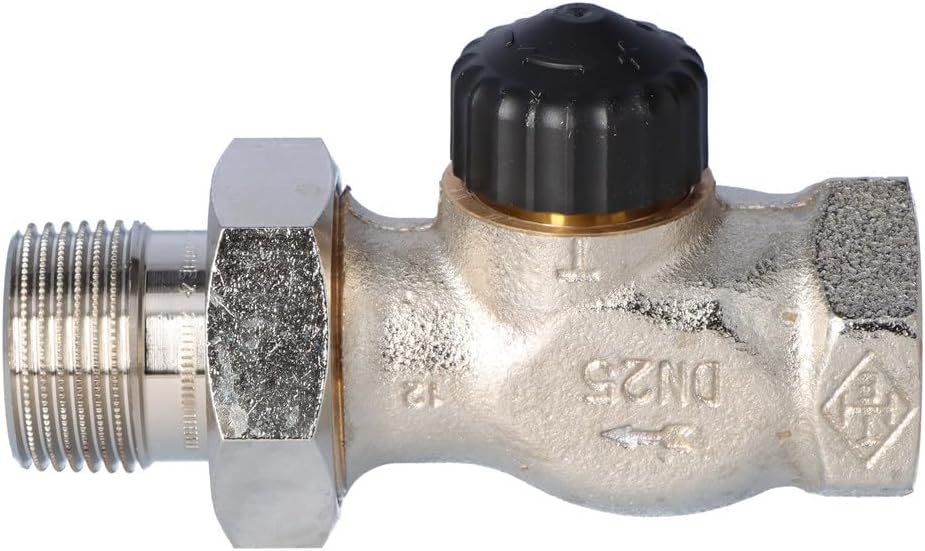 TA Heimeier Thermostat-Ventilunterteil Standard Durchgangsform, Rotguss vernickelt 1 Zoll, 2202-04.0
