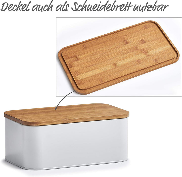 Zeller 25370 Brotkasten, Metall, weiss, 31 x 18 x 12.5 cm Weiss 31 x 18 x 12.5 cm, Wei&amp;