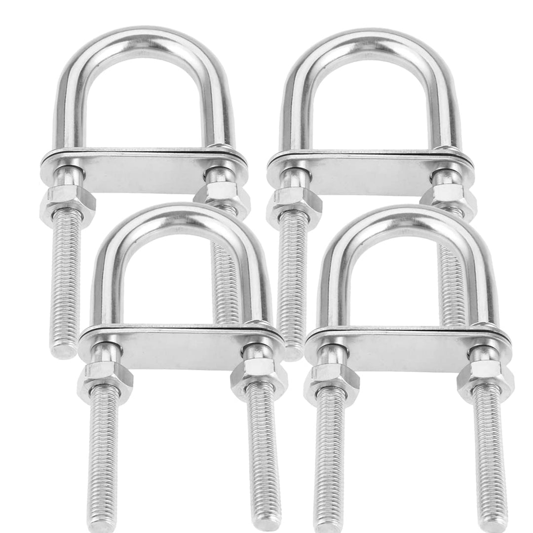 4 Stück U Bolzen, M5 M6 M8 M10 M12 Edelstahl 304 Bügelschraube Gewindebügel mit Mutter Platte M10*13