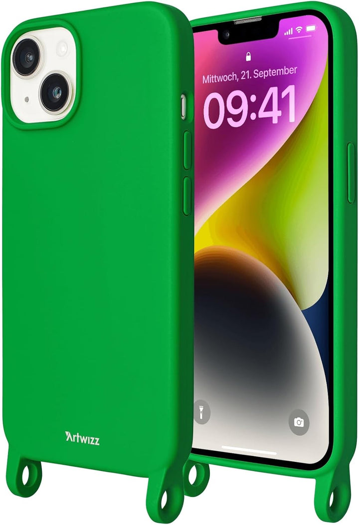 Artwizz HangOn Case kompatibel mit iPhone 14 - Elastische Schutzhülle aus Silikon als Handykette zum