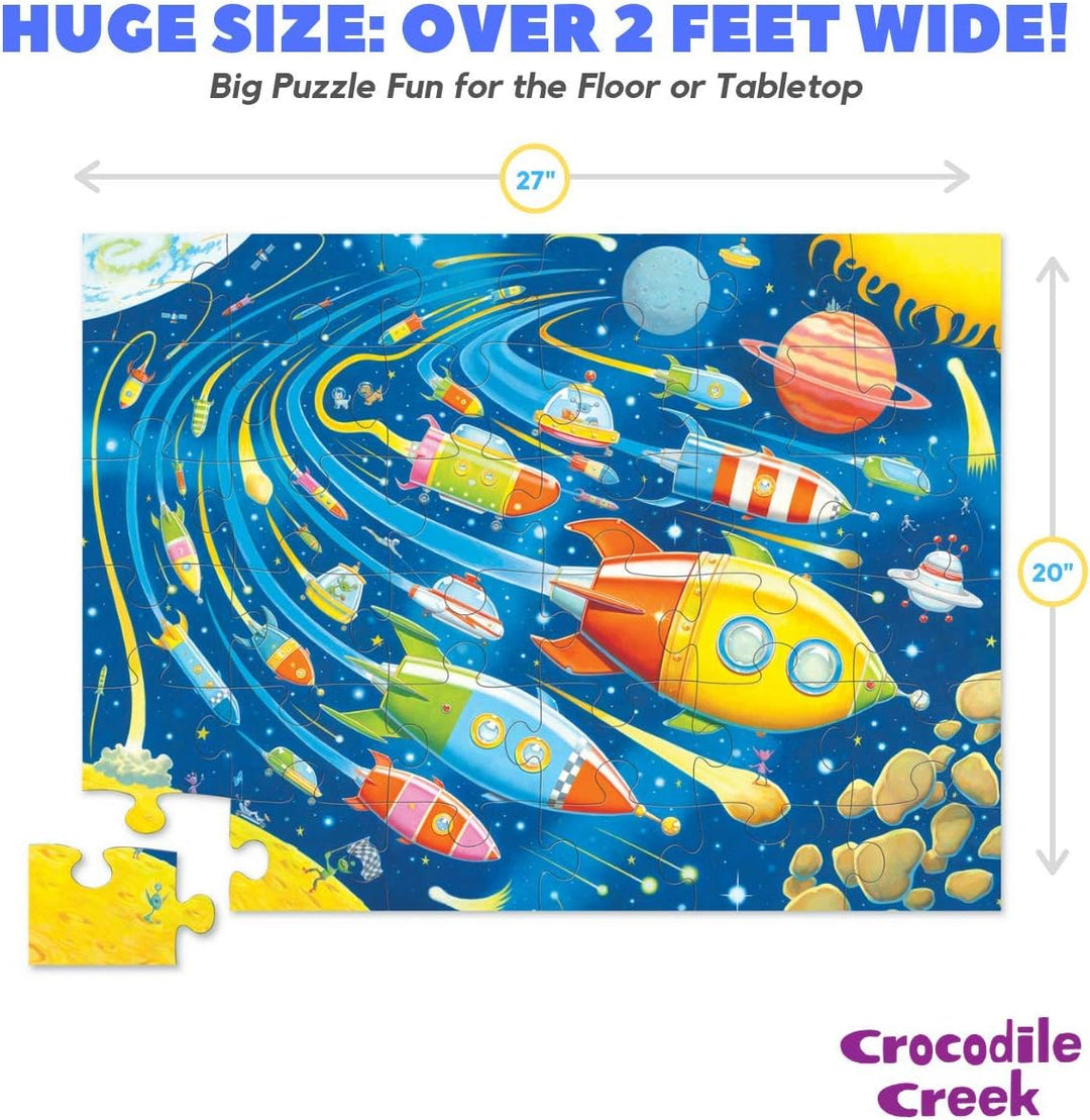 Crocodile Creek 3840771 36 Stück, geformtes Space Race Puzzles, bunt
