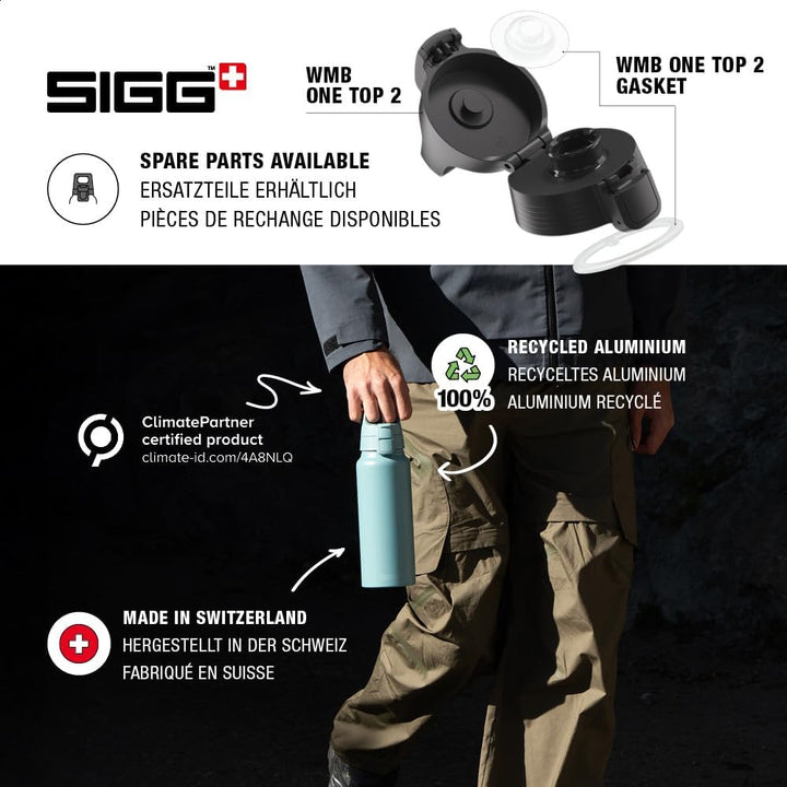 SIGG - Alu Trinkflasche - WMB ONE - Made in Switzerland - ClimatePartner - Kohlensäure geeignet - Au