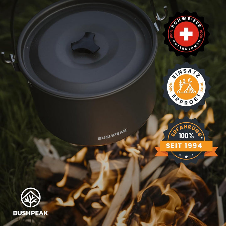 Camping Kochtopf Alu Outdoor Master 4 Liter - Suppentopf mit Deckel tragbar mit stabilem Edelstahlgr