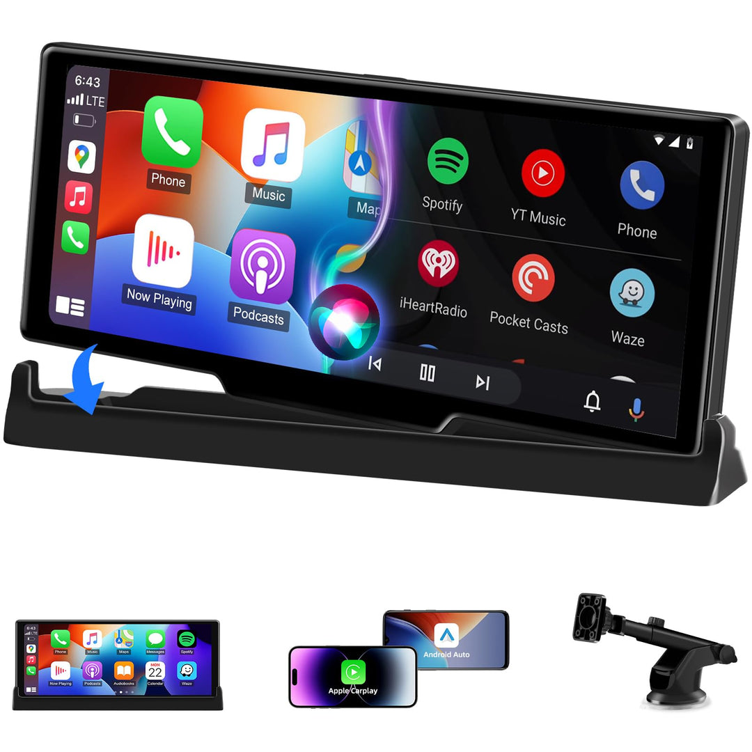Jansite Carplay Android Auto Display mit Exklusive Halterung, 10,26 Zoll Touchscreen Car Play Bildsc