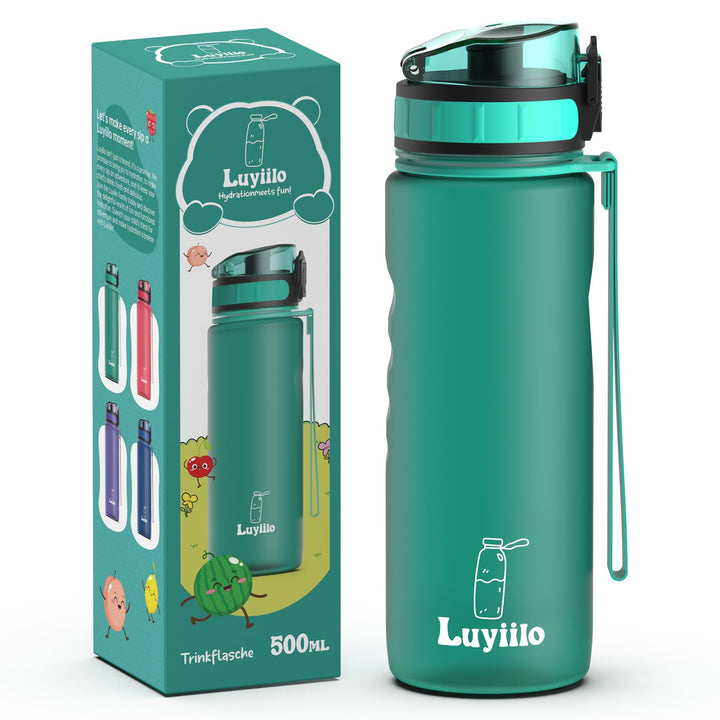 Luyiilo Trinkflasche Kinder Auslaufsicher 500 ml, BPA-Frei Trinkflasche mit Fruchteinsatz, Trinkflas