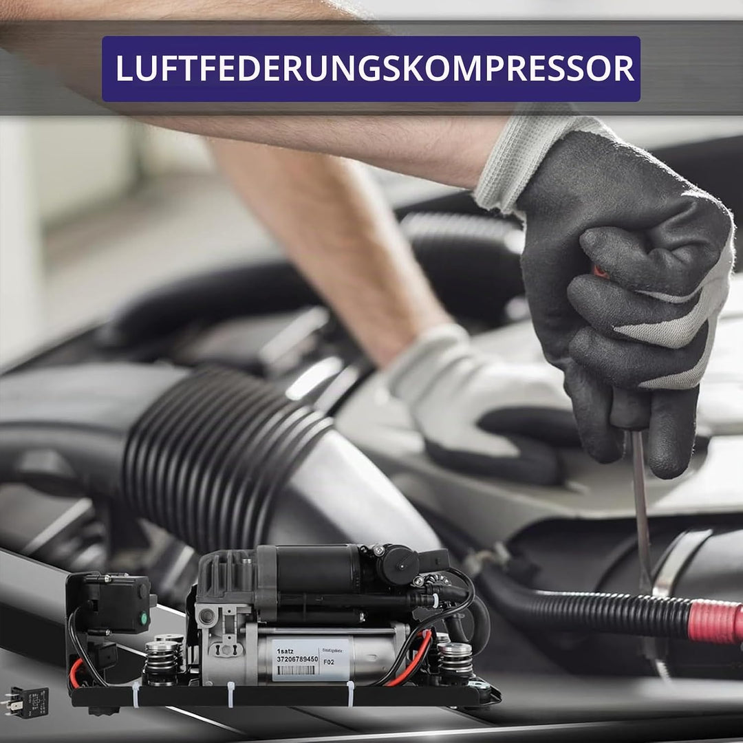 Luftfederungs Kompressorpumpe mit Halterung Ventilblock &amp; Relais, kompatibel mit 5er Gran Turismo F0