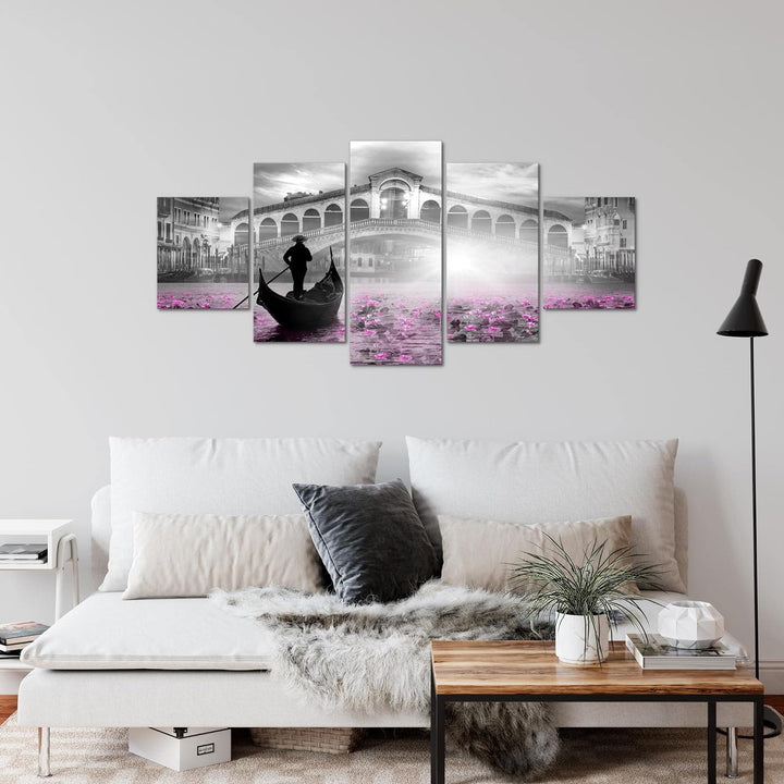 Runa Art Wandbilder Venedig Italien 5 Teilig Bild auf Vlies Leinwand Deko Wohnzimmer Schlafzimmer St