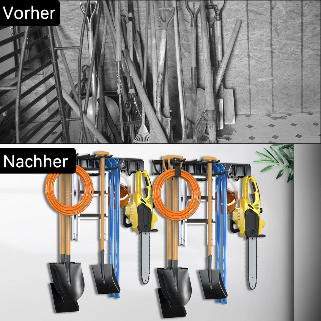 3-H Garage Aufbewahrung,120 cm Einstellbar 10 Wandhalterung Wandhaken und 4 S Haken 4 Aufbewahrungsg