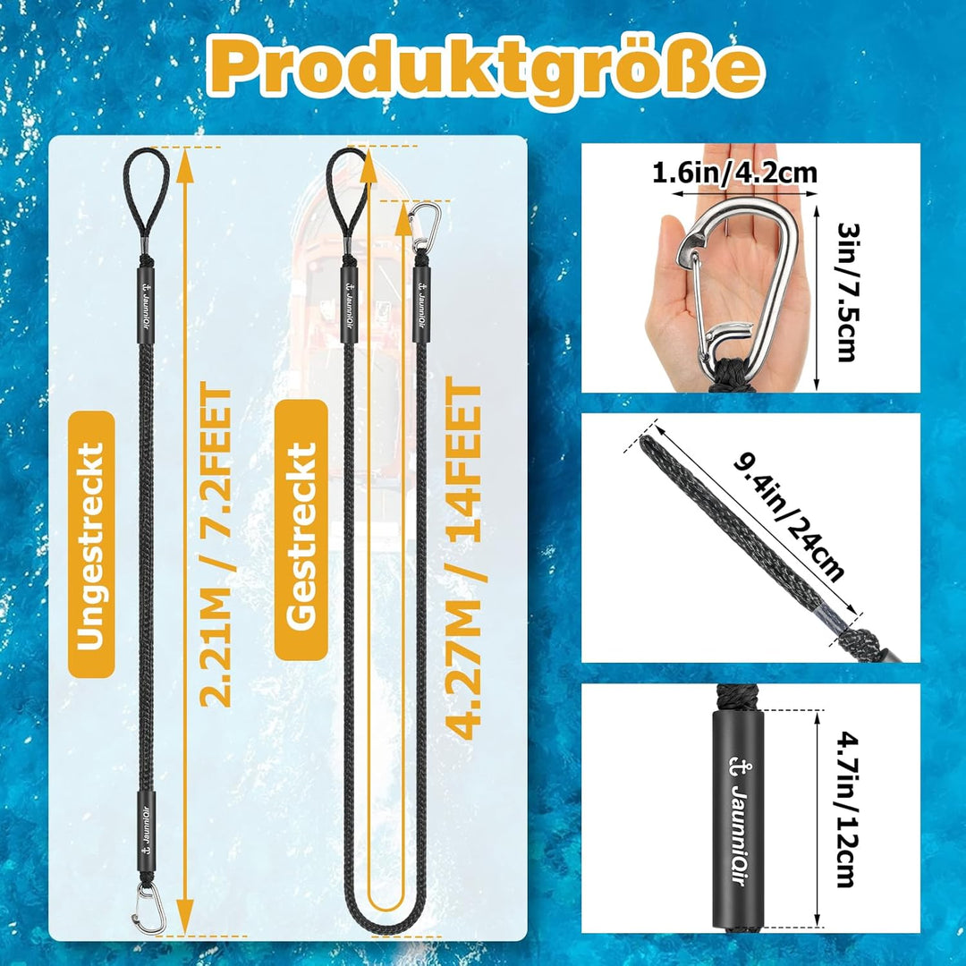 Bungee Boat Dock Line mit 316 Edelstahlclip Bootszubehör,213cm Anlegeleine für Boote, PWC, Kajak, Se