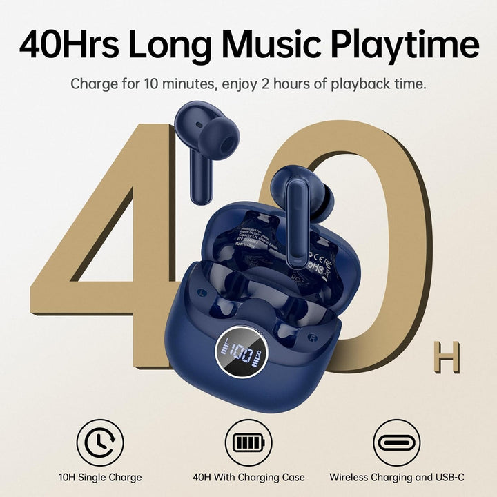 ANC Bluetooth Kopfhörer mit Hybride Aktive Geräuschunterdrückung, In Ear Kopfhörer Bluetooth mit -45