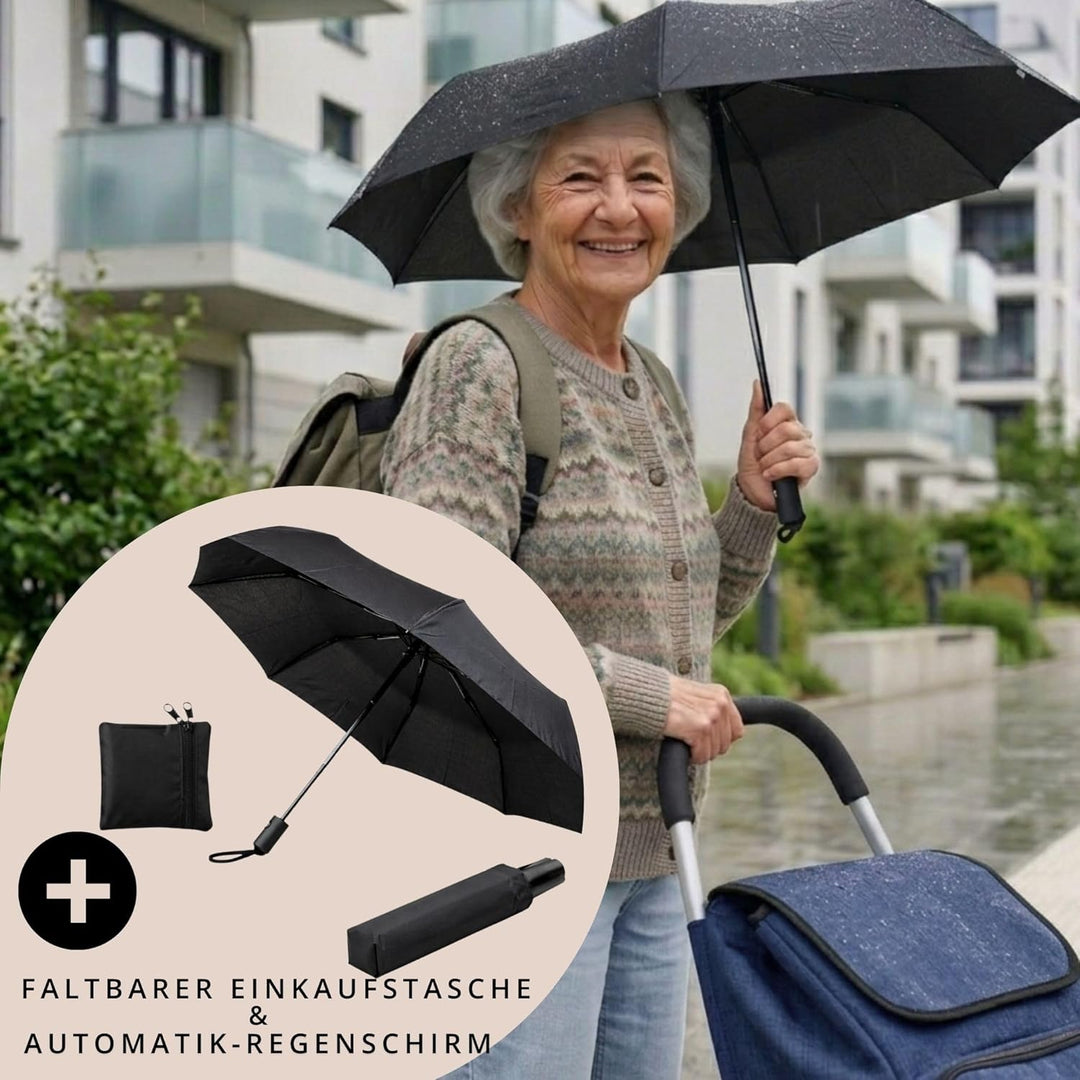 Einkaufstrolley klappbar mit Kühlfach, Einkaufshilfe Aluminium leicht, Einkaufswagen Shopper Trolley