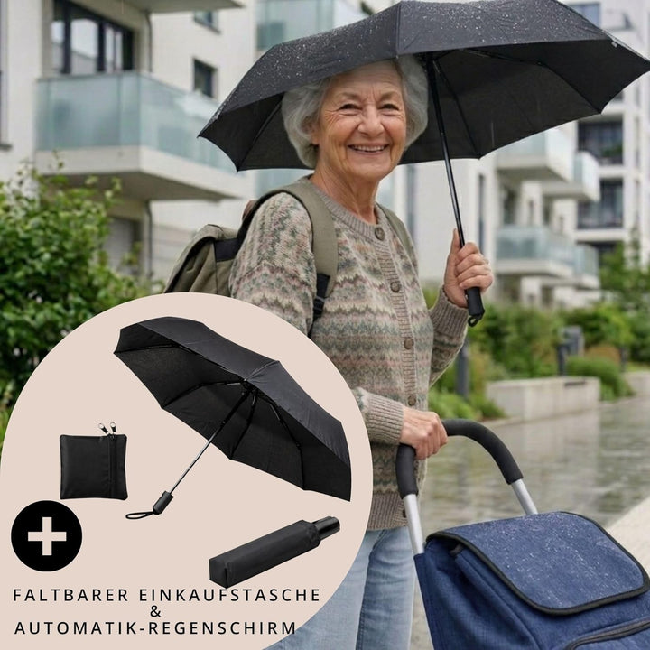 Einkaufstrolley klappbar mit Kühlfach, Einkaufshilfe Aluminium leicht, Einkaufswagen Shopper Trolley