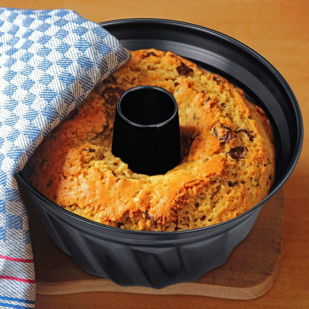 Relaxdays 2 x Gugelhupfform, Marmor- & Rührkuchen, antihaftbeschichtet, Ø 25 cm, Carbonstahl, runde