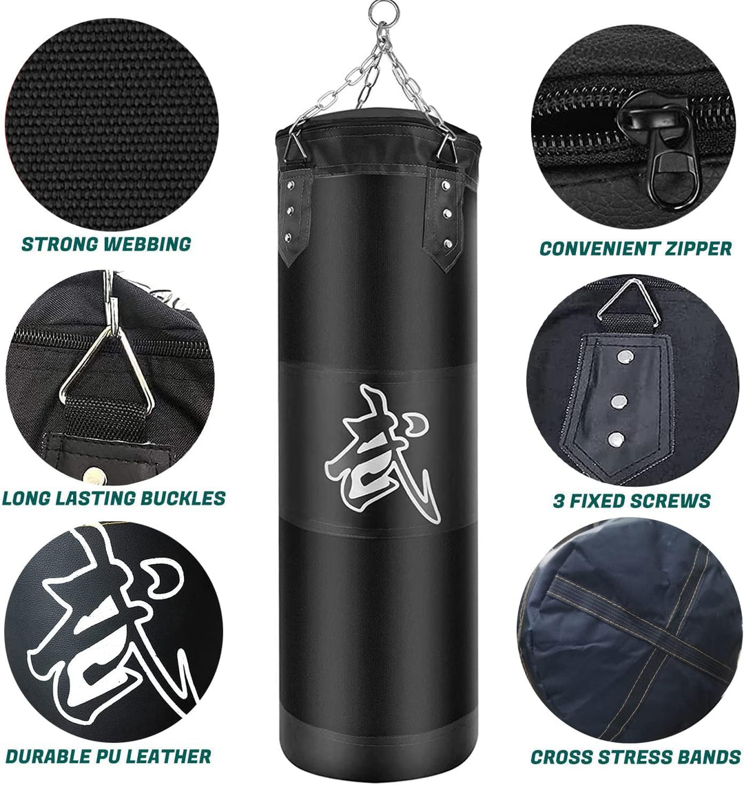 Boxsack Set Heavy Duty Punchingsäcke UNGEFÜLLT, Hängende Boxing Bag für Erwachsene Kinder, Punching