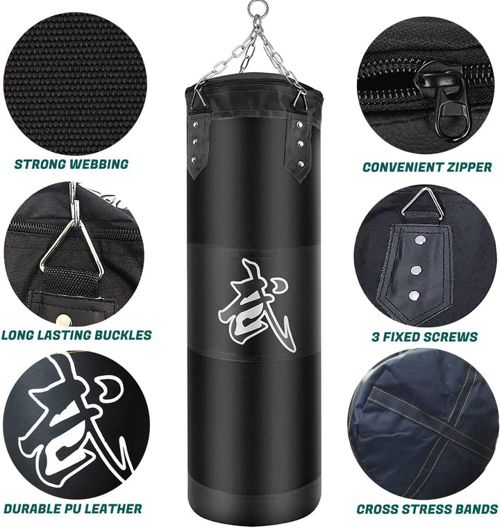 Boxsack Set Heavy Duty Punchingsäcke UNGEFÜLLT, Hängende Boxing Bag für Erwachsene Kinder, Punching
