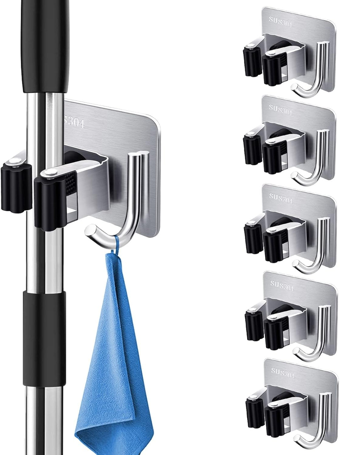 Besenhalterung Wand Selbstklebend 5 Stücke, Gerätehalter Einzeln Besenhalter Ohne Bohren, Halterung