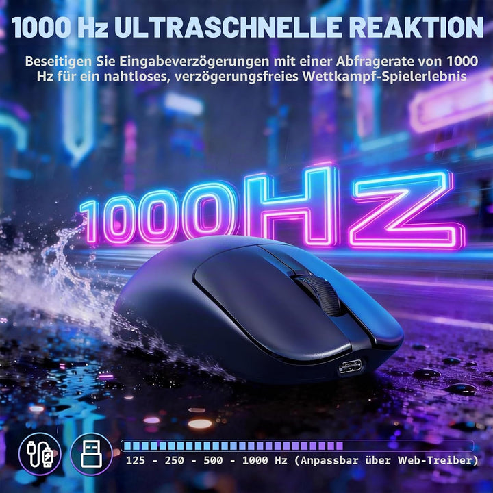 ZIYOU LANG×MAGIC-REFINER AJ199 Kabellose Gaming Maus Leicht, 49g Tri-Modus 2.4G/BT/Kabel, PixArt PAW