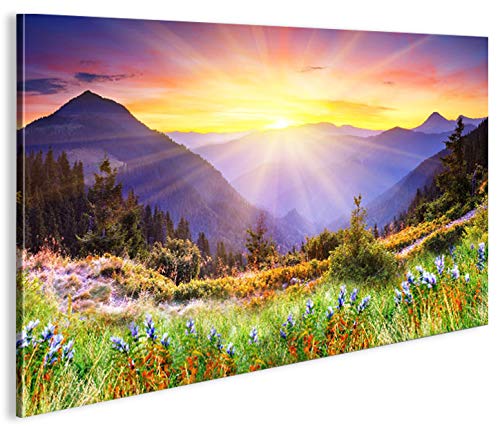 islandburner Bild Bilder auf Leinwand Regenbogen Berge Berglandschaft Intensive Farben Bergwiese 1p