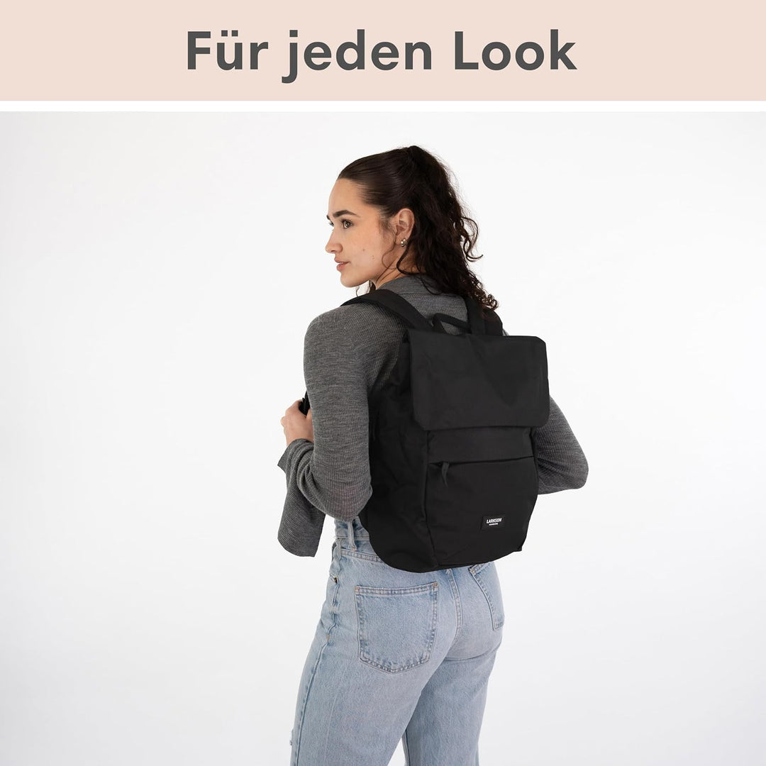 LARKSON Rucksack Damen Klein Muster Blumen - Ronja - Moderner Tagesrucksack mit Laptopfach für Uni B