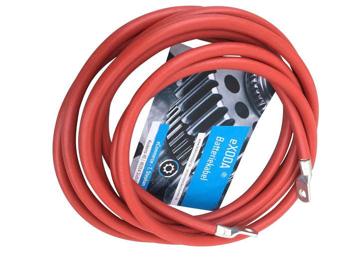 Exoda Batteriekabel 50 mm² 300cm mit Kabelschuhen M10 Rot für KFZ Auto Motorrad Boot Hitzebeständigk