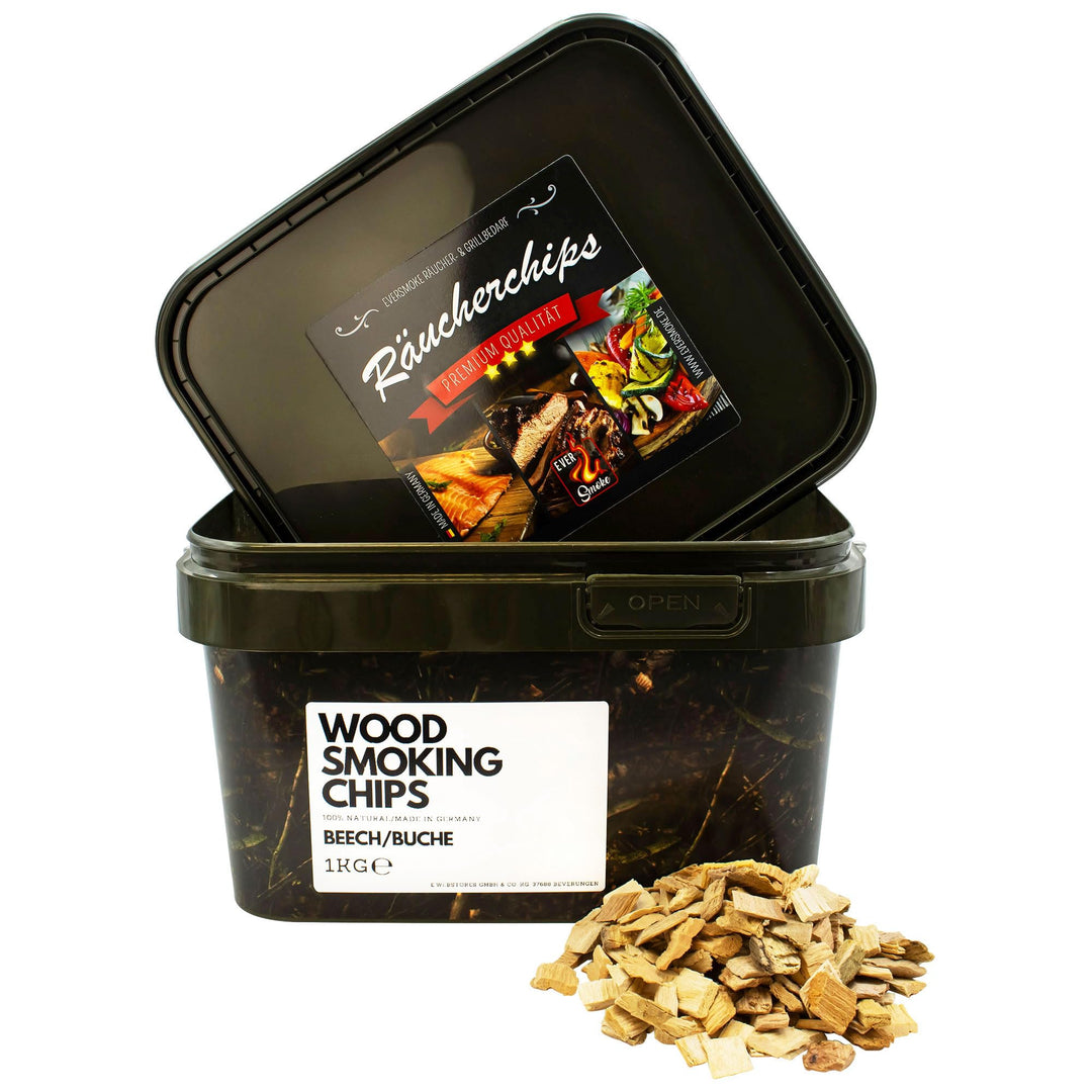 Premium BBQ Räucherchips im praktischen Eimer - 4 versch. Sorten für bestes Raucharoma - besonders r