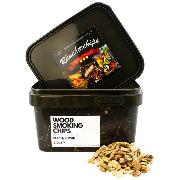 Premium BBQ Räucherchips im praktischen Eimer - 4 versch. Sorten für bestes Raucharoma - besonders r