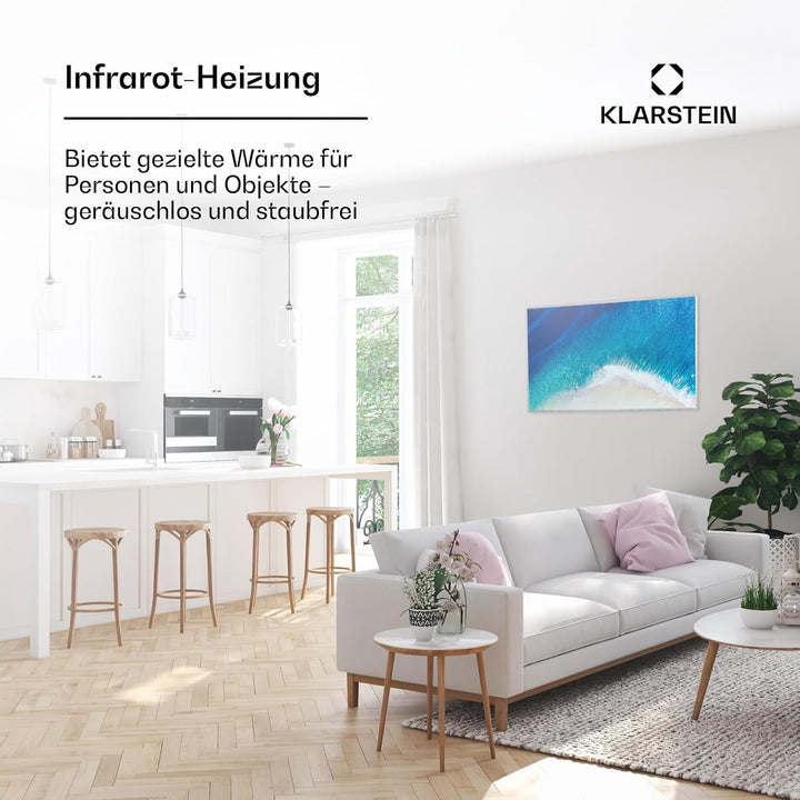 Klarstein Infrarotheizung mit Thermostat, 600W Elektroheizung, Bild-Infrarotheizung zur Wandmontage,