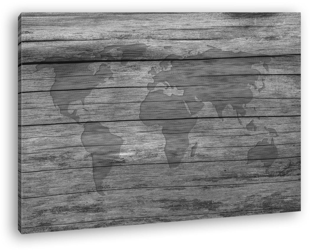 deyoli ganze Weltkarte Effekt: Schwarz/Weiss Format: 100x70 als Leinwandbild, Motiv fertig gerahmt a