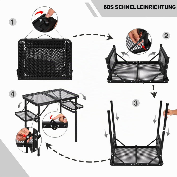 REDCAMP Tragbarer Campingtisch Klapptisch mit 4 Verstellbare, 90x41cm Klappbarer Multifunktionstisch