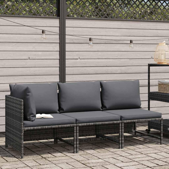 vidaXL Gartenmöbel 3-TLG. mit Kissen Mittelsofa Ecksofa Sofa Lounge Gartenset Gartensofa Garten Garn