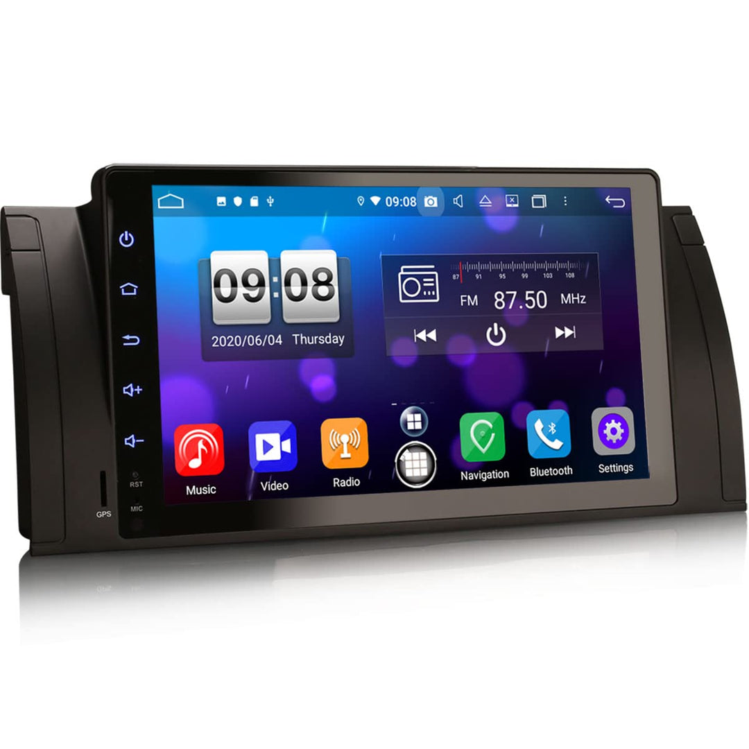 Erisin Android 10 9 Zoll 8-Kern Autoradio Mit GPS für BMW 5 Serie X5 E39 E53 M5 Unterstützt CarPlay