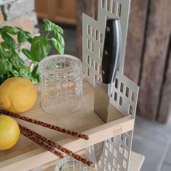 UNUS HOME Etagere Cocktailbar, weiss, 2 Etagen mit Griff, für Cocktails, Früchte und Snacks mit Flas