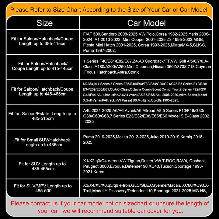 Full Vollständig Geschlossene Autoabdeckung wasserdichte für Längen 415-445 cm, Alle Jahreszeiten Ab