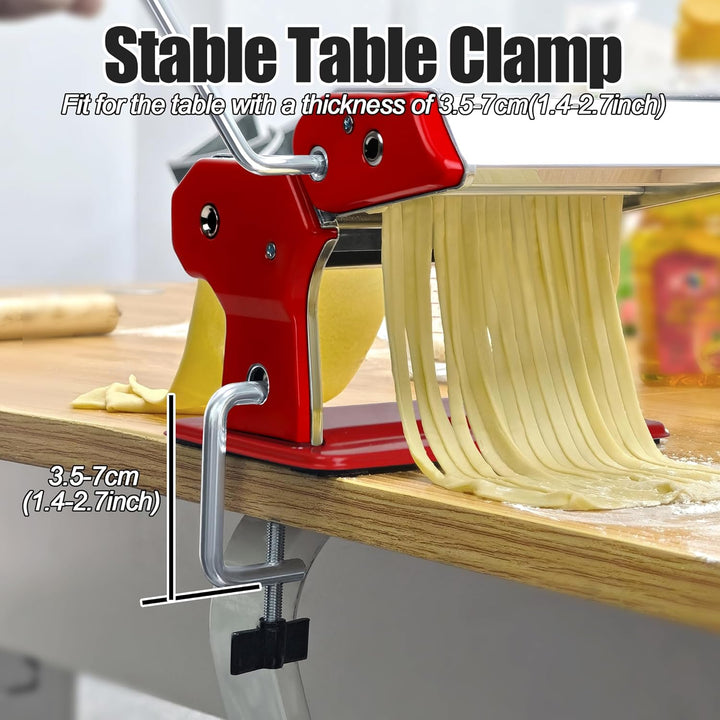Alyoen Nudelmaschine, Pasta Maker, Aluminiumlegierung Pastamaschine mit 9 Einstellbaren Stärkeeinste