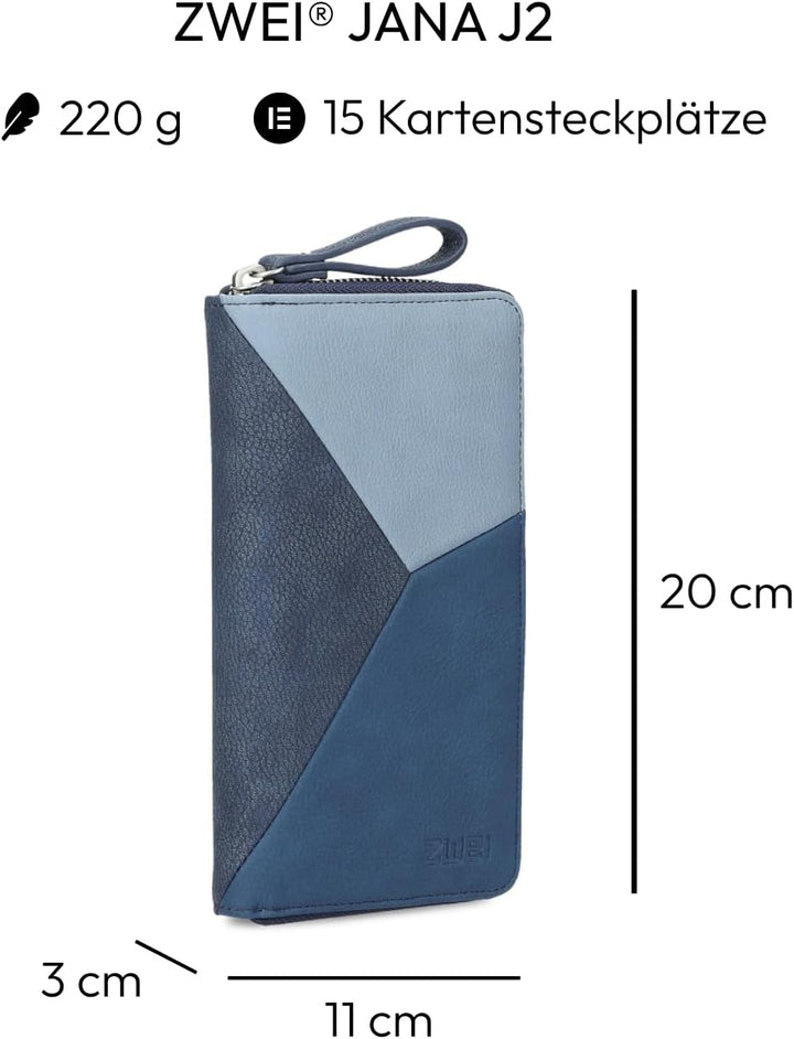 Zwei JANA Wallet J02 Nubuk-Blue, Nubuk-blue