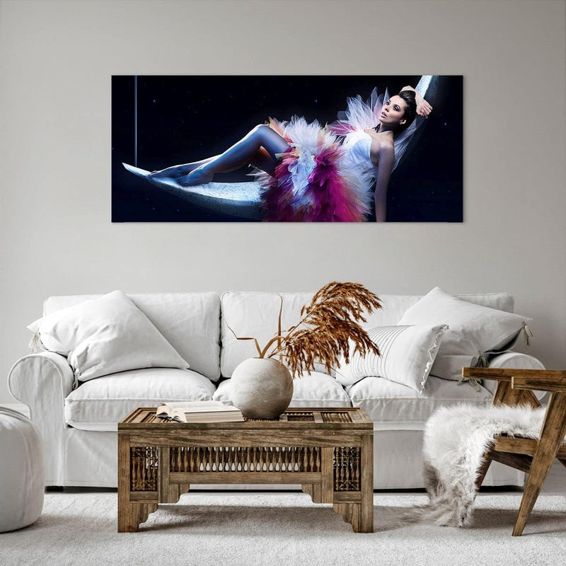 Wandbilder Dekoration Wohnzimmer Frau Geheimnis Kleid elegant Panorama Bilder auf Leinwand 120x50cm