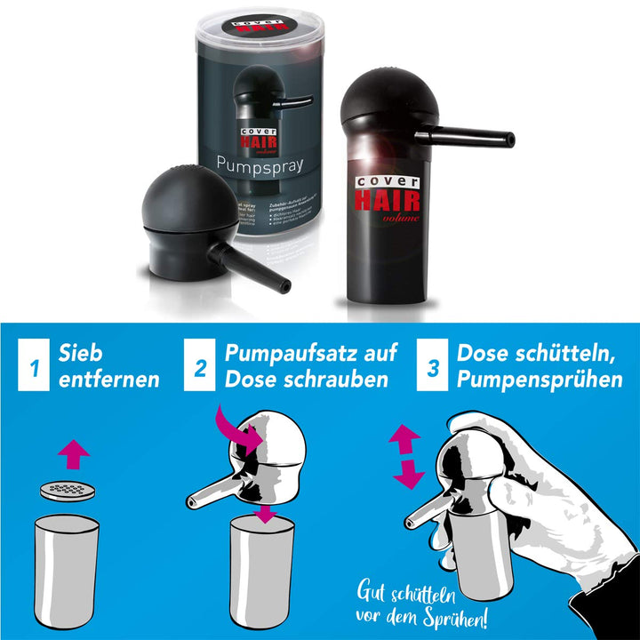 COVER HAIR Pumpsprayaufsatz für Schütthaar & Streuhaar | Geeignet für 30g Dose | Applikator für Schü