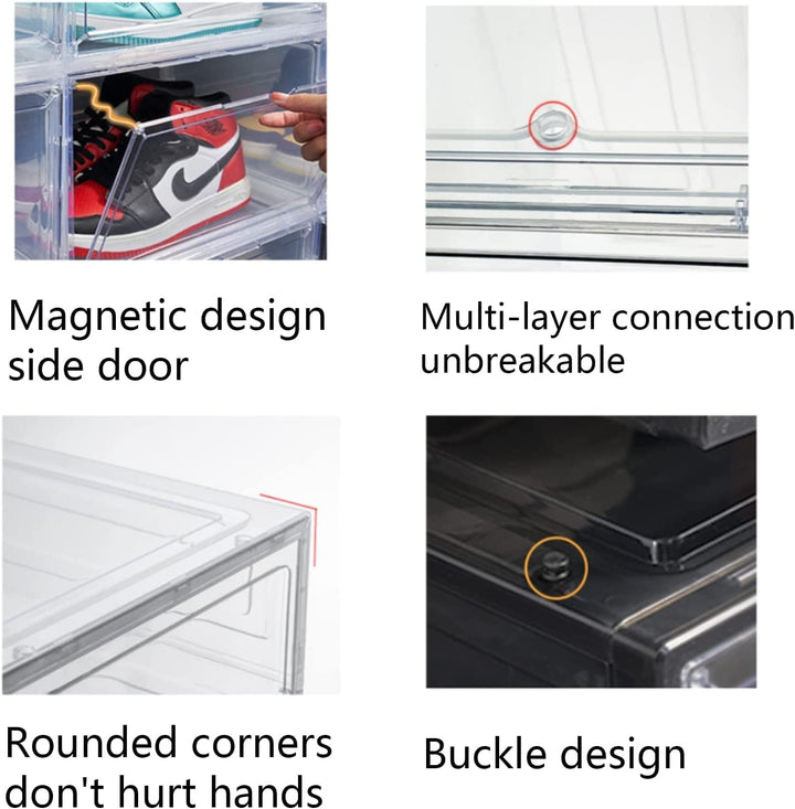 Schuhbox, Transparente Stapelbare Schuh Boxen, Faltbar Durchsichtige Schuhboxen Schuhschrank Aufbewa