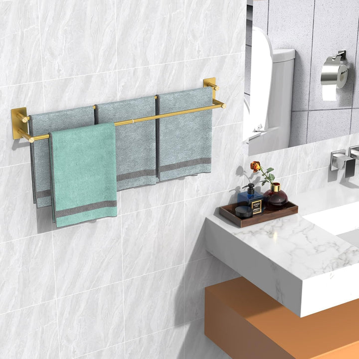 Handtuchhalter Ohne Bohren, SUS304 Edelstahl Handtuchhalter, Ausziehbar Doppel 40-75cm Bad Handtuchs