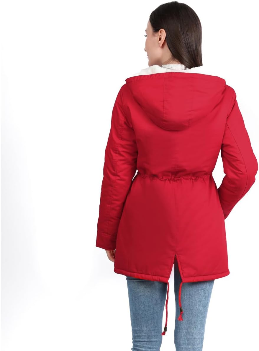 YYNUDA Wintermantel Damen Warm Gefüttert Winter Parka Mittellang Winterjacke Winterparka mit Fellkap