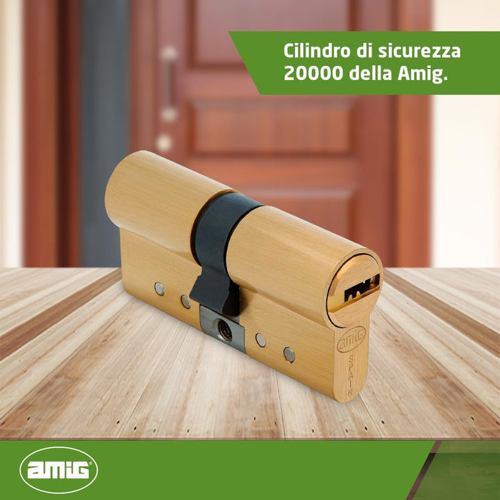 Amig - Sicherheitszylinder - Modell 20000 - Hergestellt aus Messing - Masse: 80 mm (35-45) - Bietet